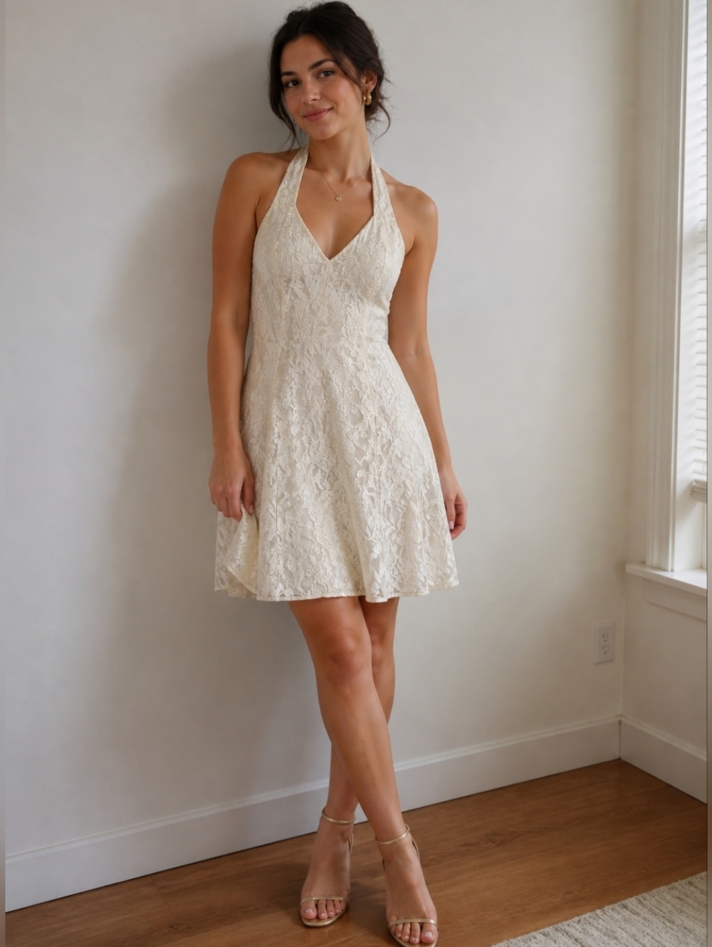 VINTAGE NU MODE cream lace dress - size small - Picture 16 of 16
